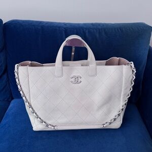 CHANEL Caviar Stitched Large‎ Shopping ToteWhite Cream